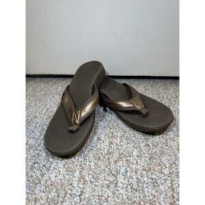 Vionic Slip On Thong Flip Flop Sandals Shoes Brown Womans Size 8 Orthaheel